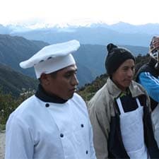 Cozinheiros e comida na Trilha Inca